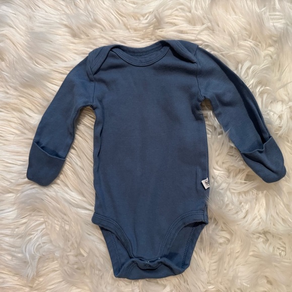 Honest Baby Organic Cotton Blue Long Sleeve Bodysuit Size 0-3 Months - Picture 1 of 4